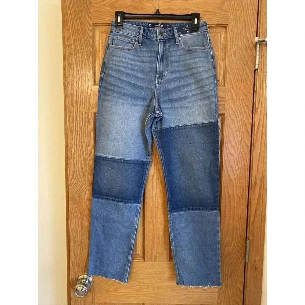 NEW Hollister Ultra Mom Jean Rise High Legging Colorblock 5R W27 L27